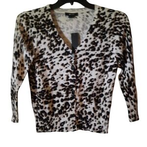 E by ECI Leopard Print Cardigan Size Small NWT